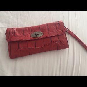 Red crossbody clutch